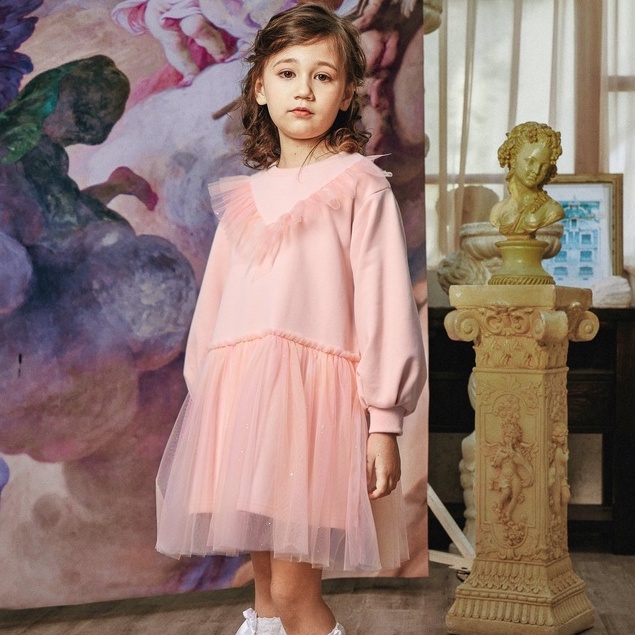 Váy nỉ bông dài tay dáng xòe 137KIDS thiết kế cao cấp cho bé gái TG13703