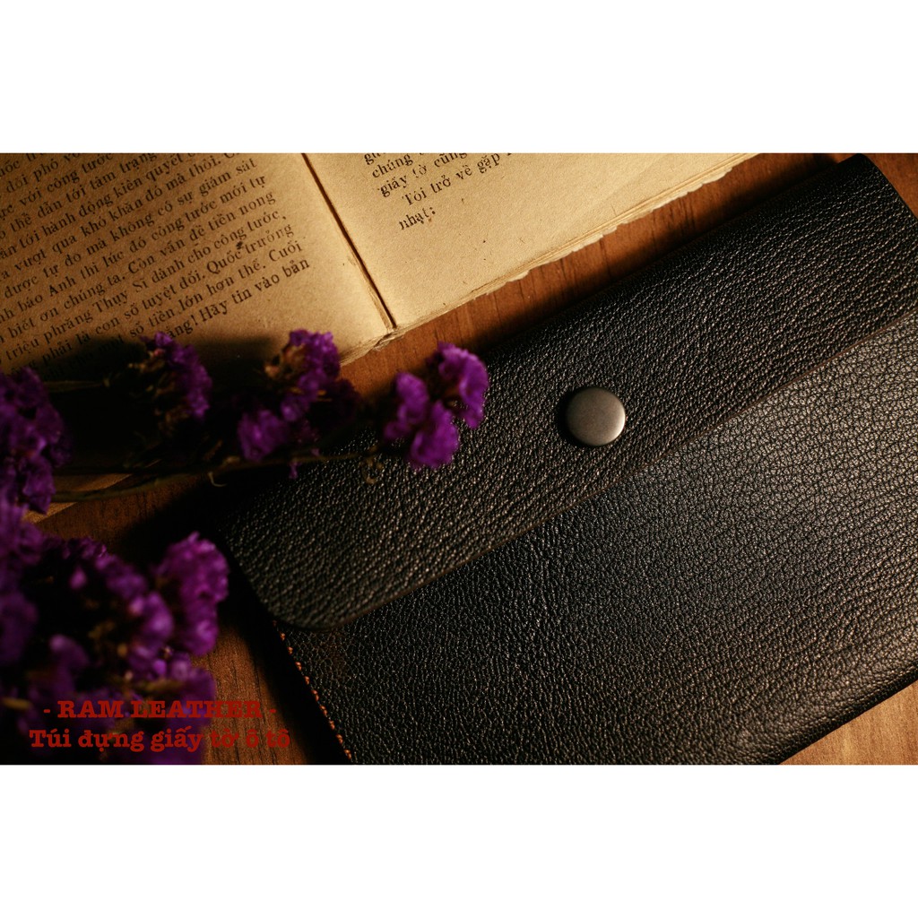 Túi Đựng Giấy Tờ Ô Tô Da Dê Đen - Chính Hãng RAM Leather