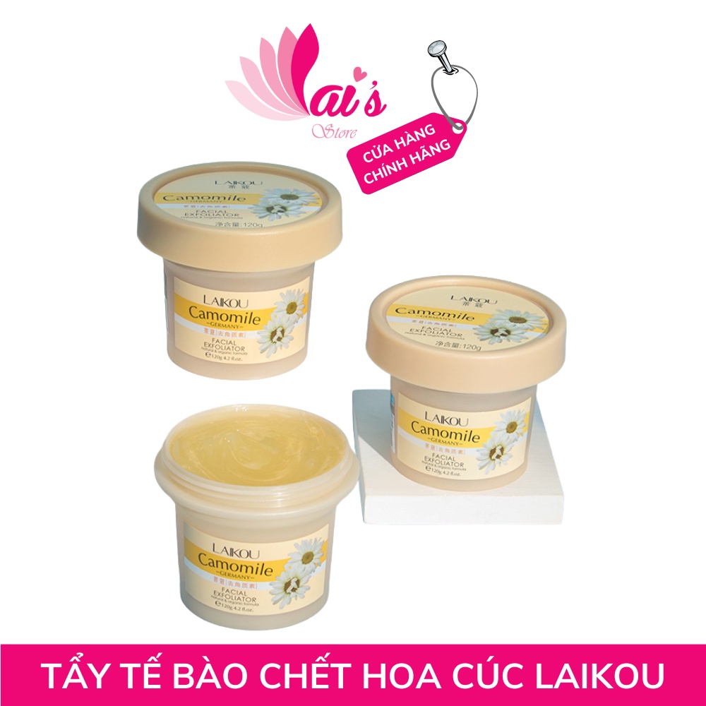 Tẩy Tế Bào Chết Hoa Cúc Laikou (120g) Sạch Lỗ Chân Lông, Mềm Mịn, Trắng Sáng, Mờ Vết Thâm, Đều Màu Da Chính Hãng