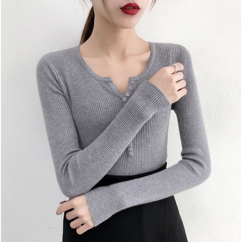 1Z12 Áo len tăm cúc ngực 12 cúc nhỏ phong cách Hàn Quốc Freesize 1026 | BigBuy360 - bigbuy360.vn