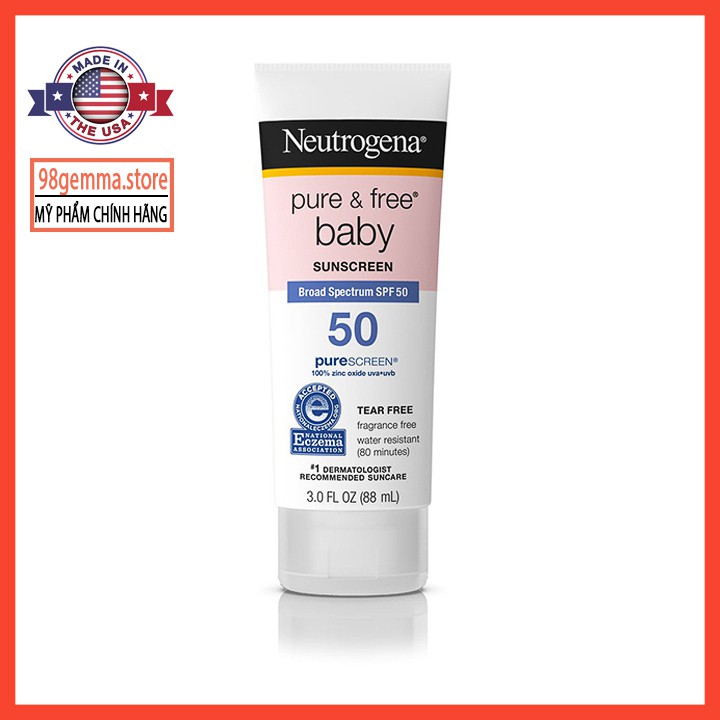 Kem Chống Nắng Cho Trẻ Em Neutrogena Pure & Free Baby Sunscreen Broad Spectrum SPF50+ (88ml) - GEMMA.STORE