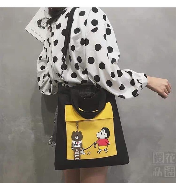 Túi tote vải thời trang hình cậu bé Shin