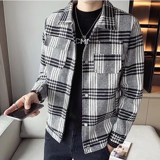 Áo Khoác Dạ Phối Kẻ Dành Cho Nam Chất Cực Dày Dặn Lịch Lãm Sang Trọng