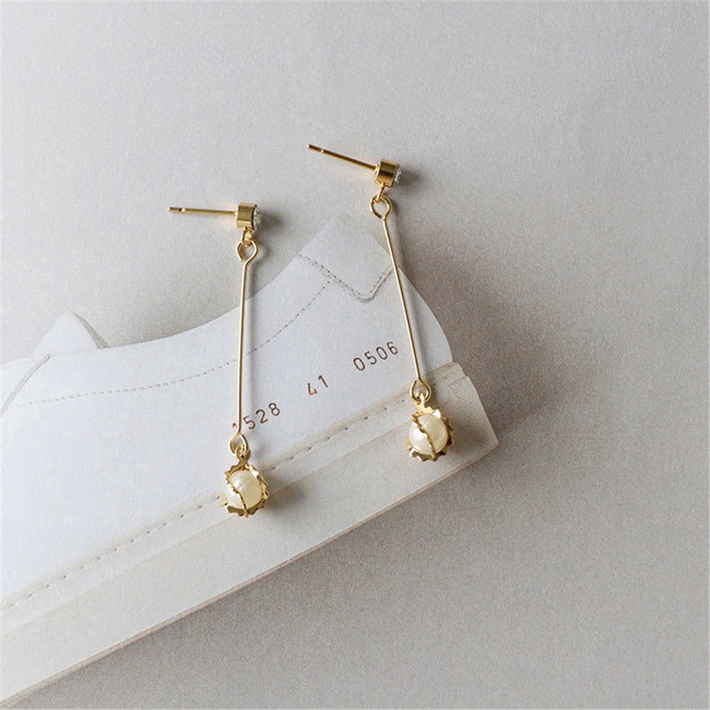 Đôi bông tai dạng dài đính đá phong cách Hàn Quốc thanh lịch dành cho nữ