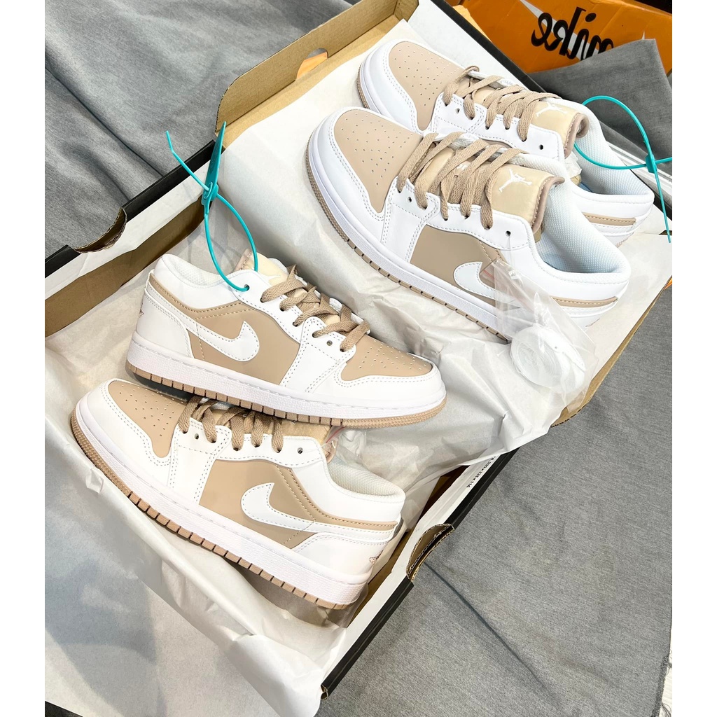 GIÀY SNEAKER JORDAN LOW KEM VÀNG NHẠT CAO CẤP FULL BOX