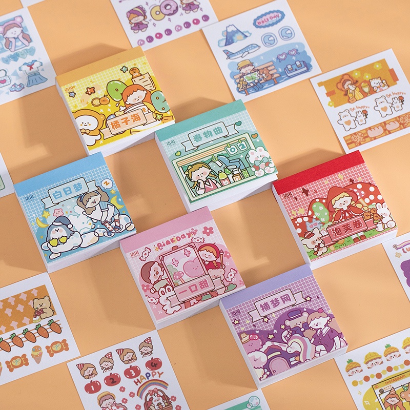 Bộ 50 Tờ sticker 77 Họa Tiết Hoạt Hình Vẽ Tay Trang Trí Thủ Công