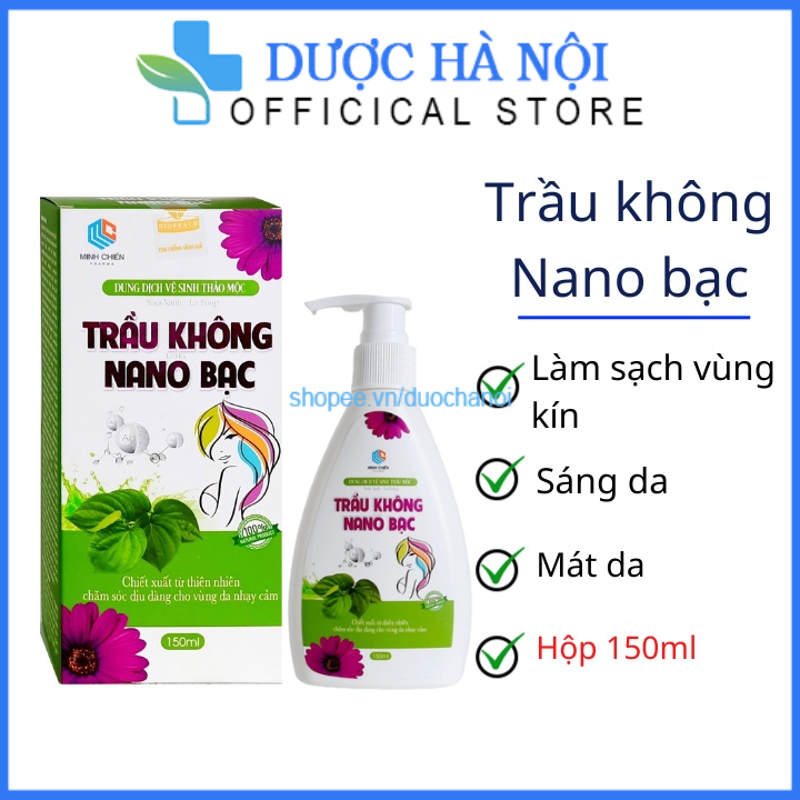Dung dịch vệ sinh phụ nữ trầu không nano bạc giúp kháng khuẩn , khử mùi hôi, làm dịu mát da vùng kín – Hộp 150ml