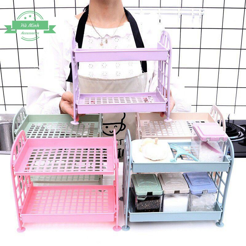 KỆ NHỰA MINI ĐỂ BÀN 2 TẦNG ULZZANG - KỆ NHỰA TIỆN LỢI