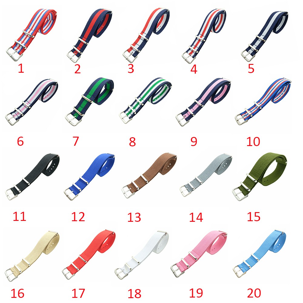 20 Color NATO Nylon Strap Strap 18mm 20mm Universal Strap Fenix 5S / Gear S2 / Galaxy Active / Gear sports