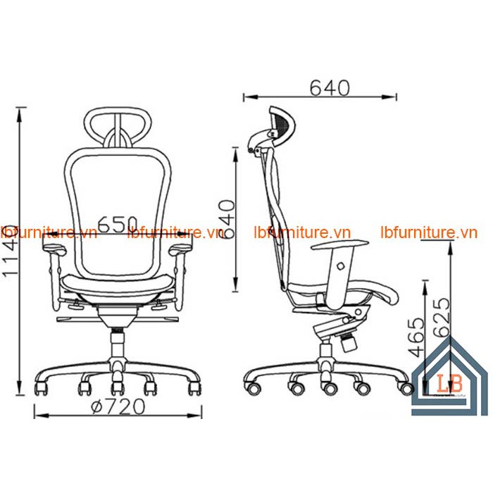 Ghế xoay lưới cao cấp nhập khẩu LBF85 Ergonomic Chair