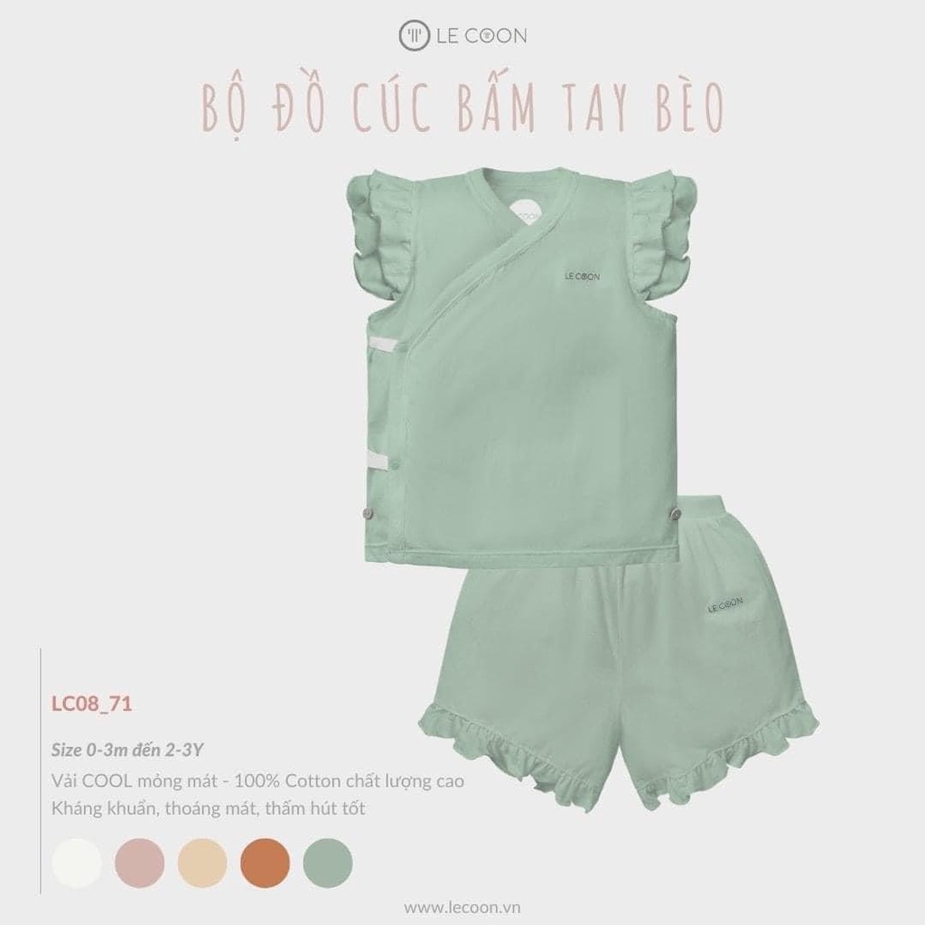 Bộ cúc bấm lệch tay bèo Le coon organic cotton mềm mát mùa hè LC0871