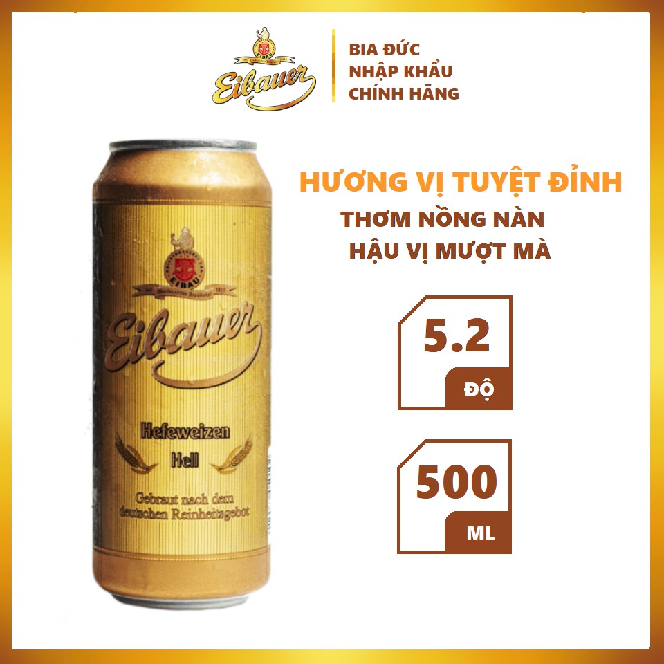 [MUST TRY - BIA ĐỨC NHẬP KHẨU CHÍNH HÃNG]] Bia Thầy Tu EIBAUER Vàng 5.2% | Hương Vị Tuyệt Đỉnh Của Bavaria Lon 500ml