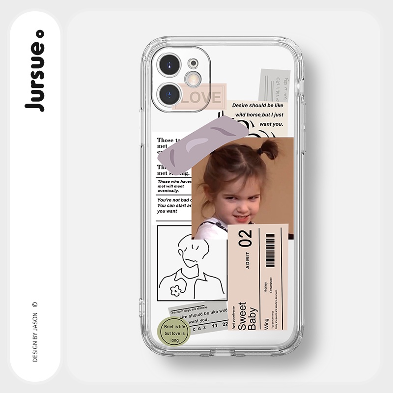 Ốp lưng JURSUE hoạt hình cặp đôi dễ thương đẹp cho iPhone 13 12 11 Pro Max SE 2020 X XR XS ip 8 7 6 6S Plus kute Y151
