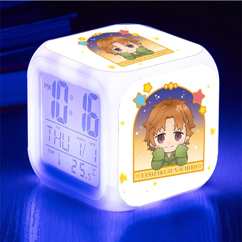 Đồng hồ báo thức để bàn in hình anime chibi BUNGOU STRAY DOGS LED đổi màu