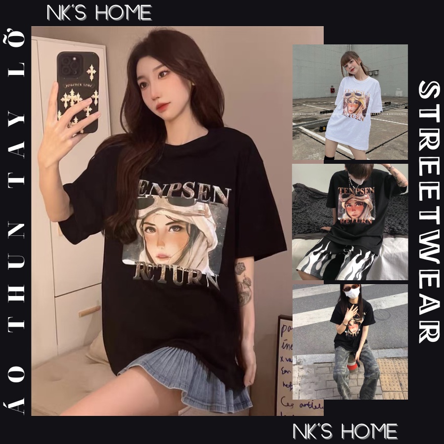 Áo thun tay lỡ unisex in hình CÔ GÁI TENPSEN RETURN cho nam nữ phong cách hàn quốc thiết kế form rộng thoáng mát
