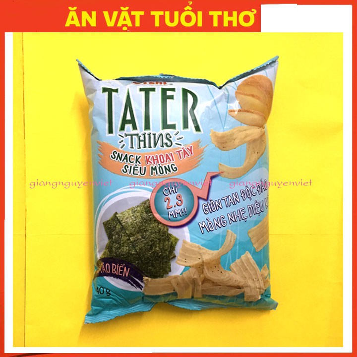 Bim bim Oishi Tater Thins Snack Khoai Tây Sieu Mỏng Vị Tảo Biển 40g