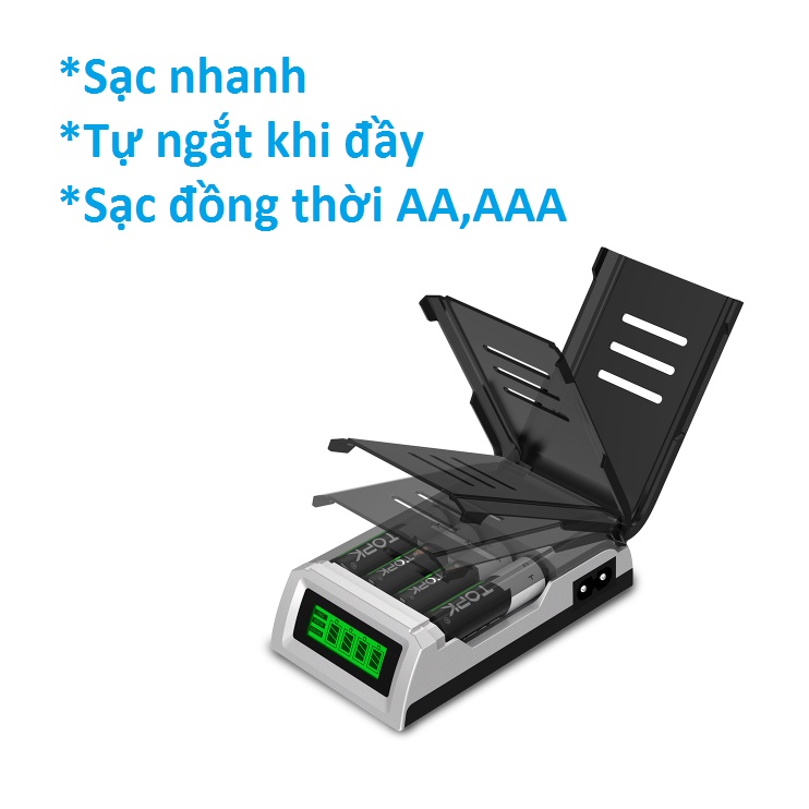 (TỰ NGẮT KHI ĐẦY) Sạc màn hình C905W đa năng sạc pin tiểu ,pin đũa AA ,AAA kèm 4 pin