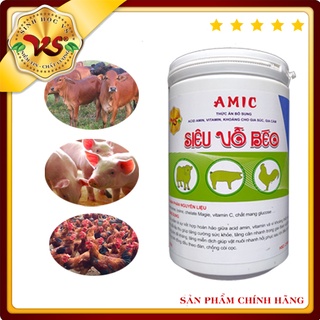 Siêu vỗ béo cho heo, bò, gà - thức ăn dinh dưỡng, tăng cân nhanh - amic - lon 1kg.