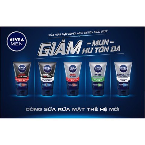 Sữa Rửa Mặt Kiểm Soát Nhờn & Giảm Mụn, Sáng Da, Mờ Thâm Cho Nam Giới Nivea Men