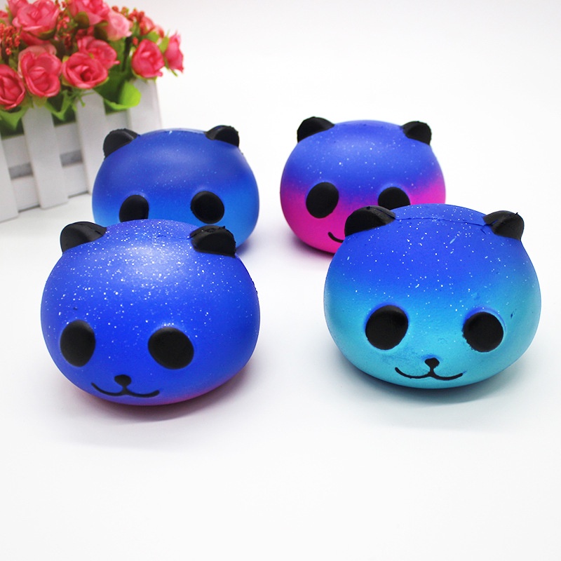 Squishy Lớn JUMBO Hình mặt gấu trúc màu xanh dương Đồ Chơi Xốp Giảm Stress Hình mềm mịn dễ Thương đàn hồi Cho Bé