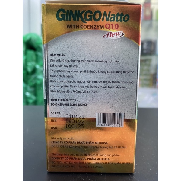 Ginkgo Natto New  - Hỗ trợ giúp phòng ngừa và làm tan cục máu đông, tăng cường tuần hoàn máu não