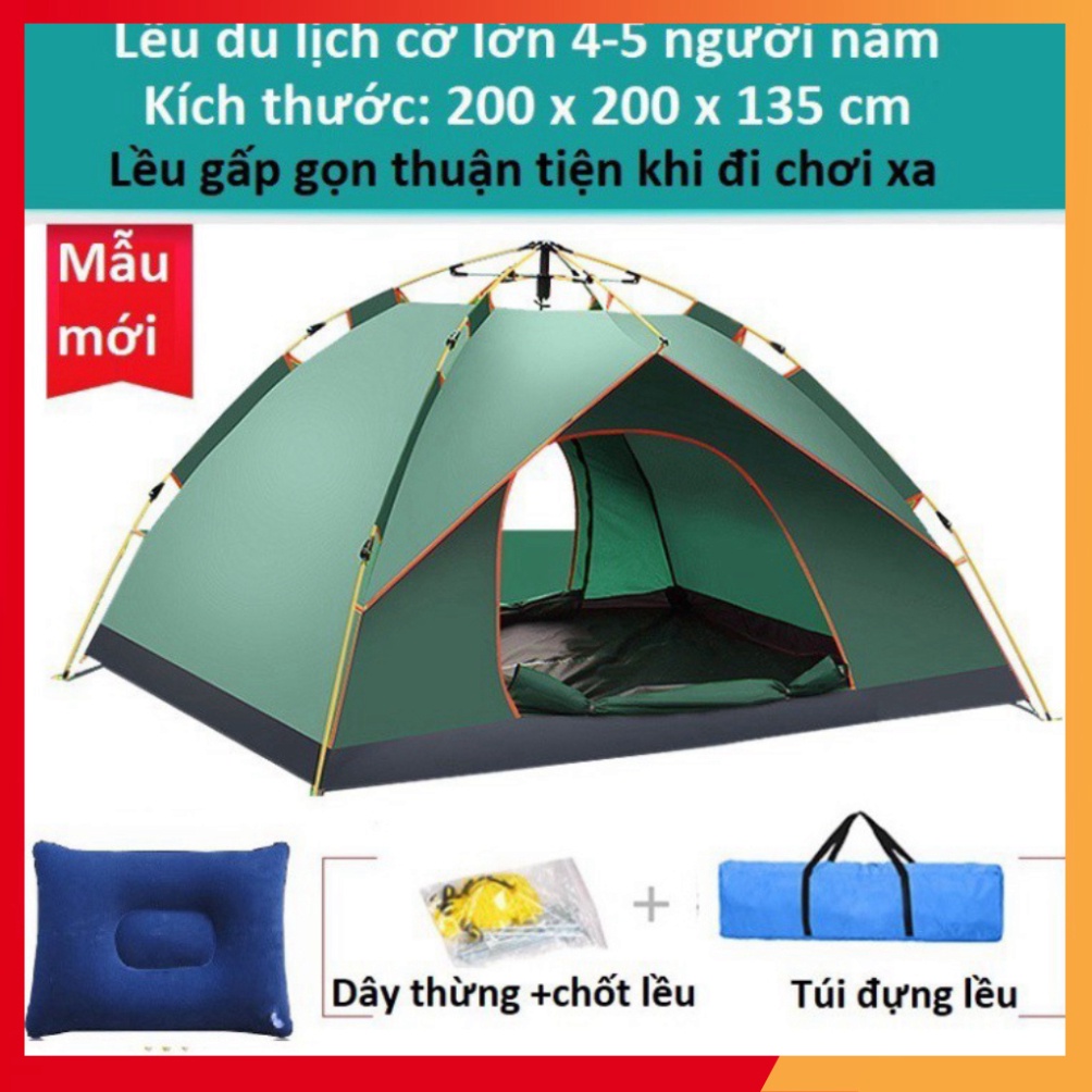 Lều Cắm Trại Du Lịch Tự Động 3-5 người, Chống Nước, Chống Tia UV, Lều Tự Bung