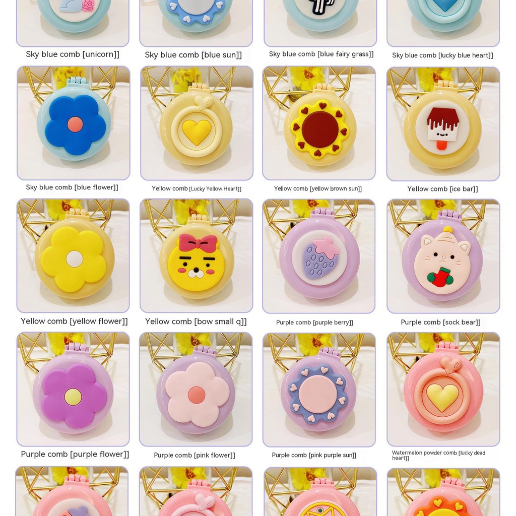 Lược Chải Tóc Túi Khí Mát Xa Trang Điểm Hình Hoạt Hình Dễ Thương Có Thể Gấp Gọn