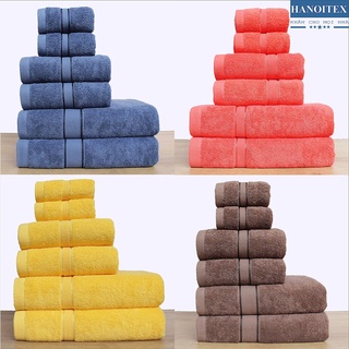 Bộ 6 Khăn Cao Cấp HANOITEX 100% Cotton Dày Dặn, Thấm Hút Cực Tốt, Không Phai Màu