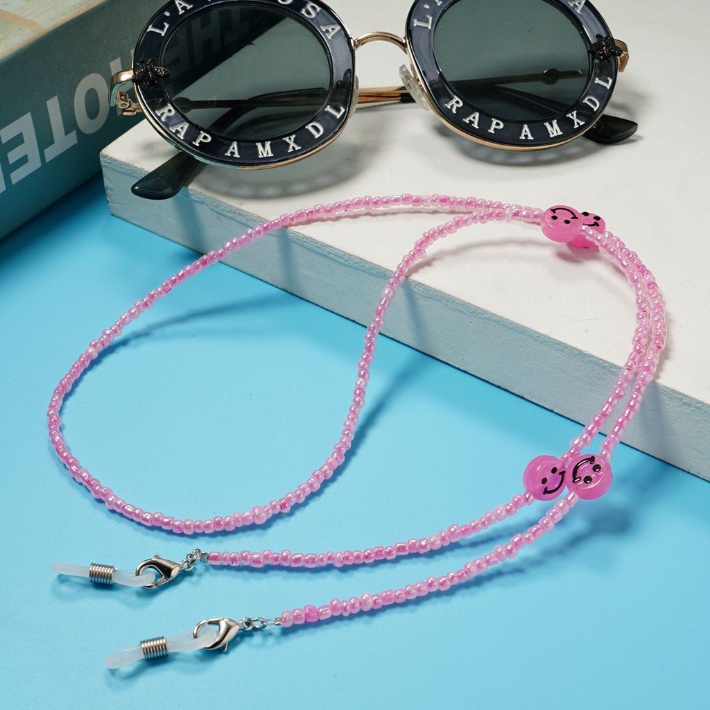VANES1 Dây Chuỗi Hạt Acrylic Hình Mặt Cười Đeo Mắt Kính Thời Trang Cho Nữ