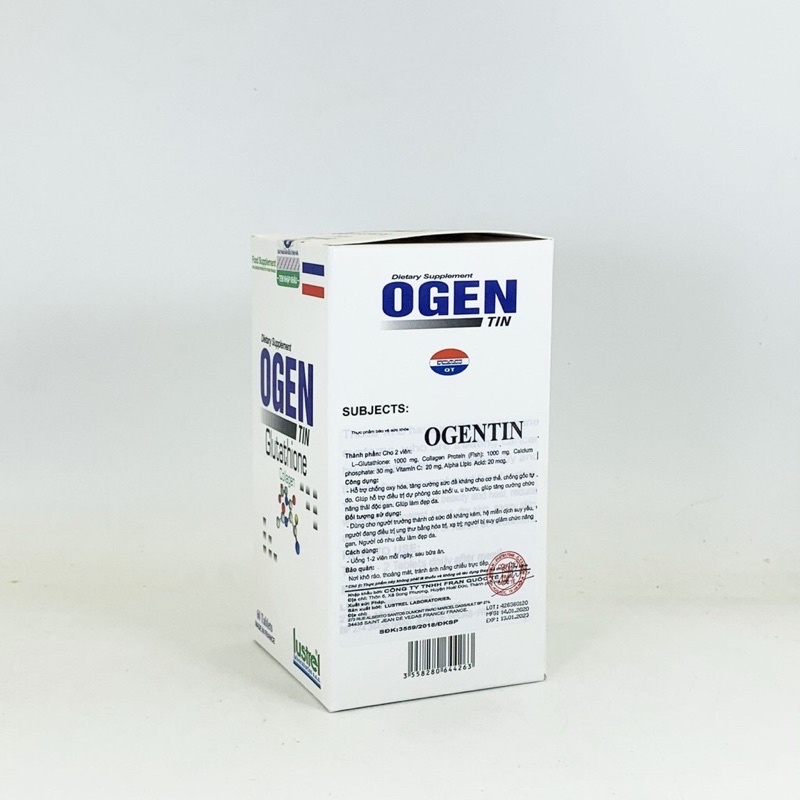 Đẹp da thải độc ,phòng u bướu ogentin glutathione pháp 60v | Thế Giới Skin Care