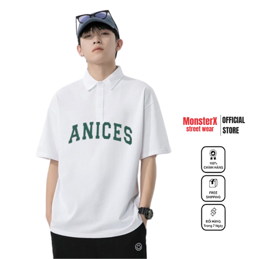 Áo thun polo MONSTER X STREET ANICES phông tay lỡ nam nữ form rộng Local Brand