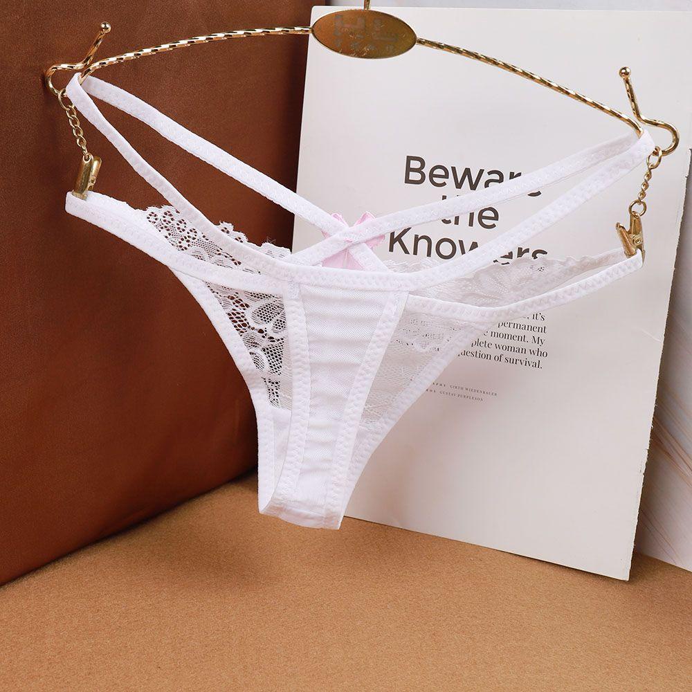 OCEANMAP Quần Lót Ren Trong Suốt Lưng Thấp Thoáng Khí Đính Nơ Phong Cách Hàn Quốc