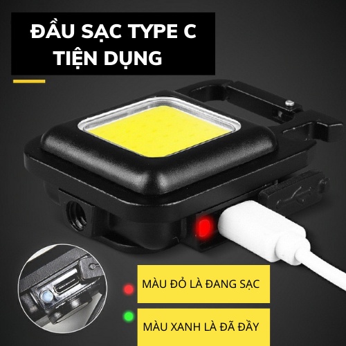 Đèn pin mini Móc Khóa Đèn LED Siêu Sáng Sạc USB Tiện Dụng Bật Nắp Bia