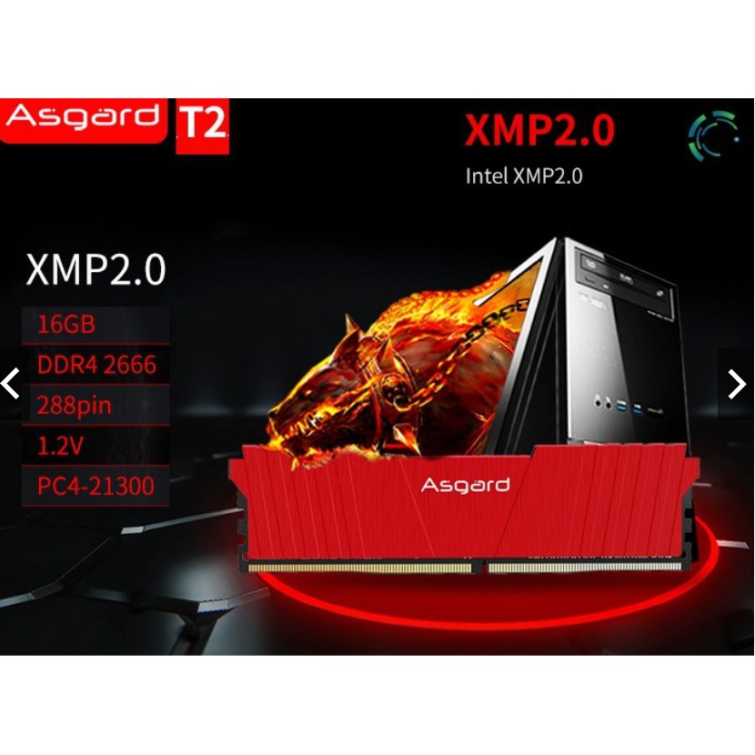 Ram máy tính Ddr4 Asgard T2  8gb -- 16gb bus 2666 Tản thường BẢO HÀNH CHÍNH HÃNG 3 NĂM