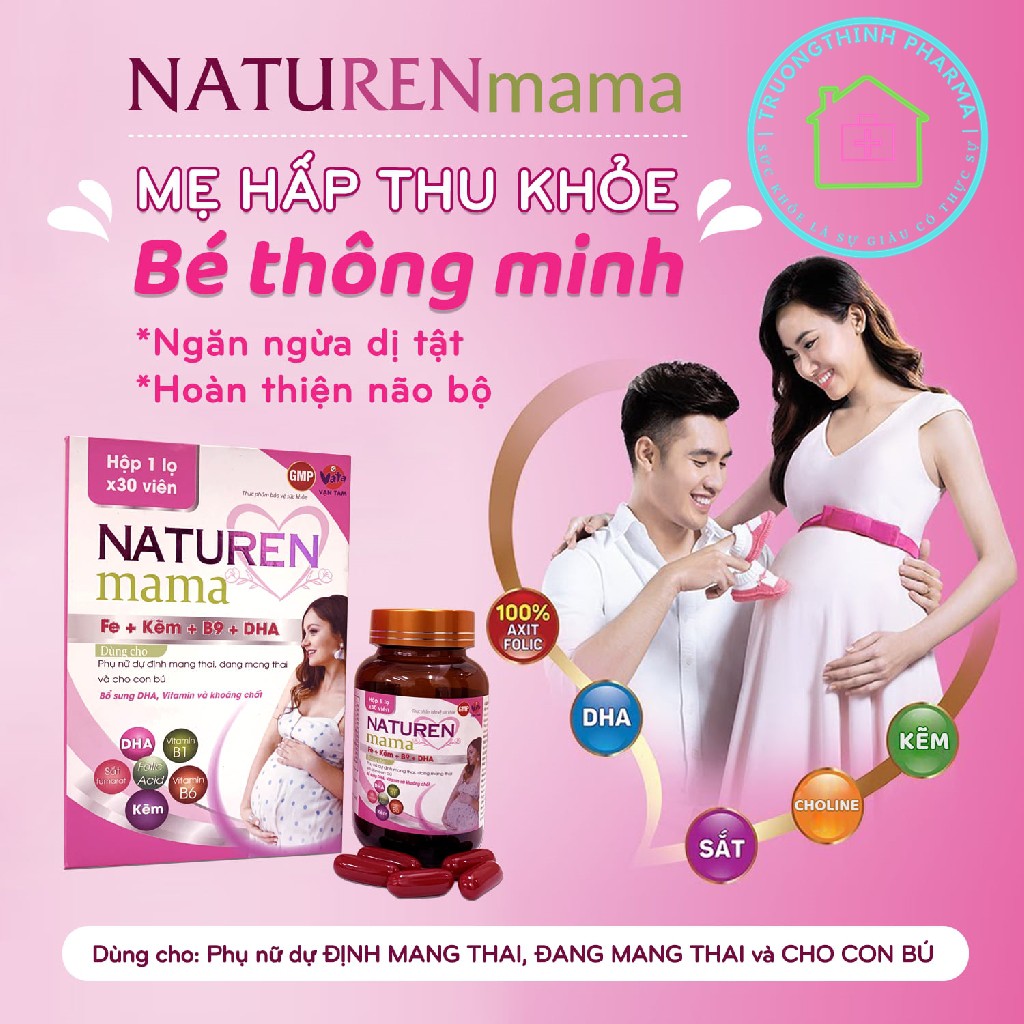 [BÀ BẦU] Viên bổ BẦU tổng hợp bổ sung DHA,Vitamin và khoáng chất cho phụ nữ dự định mang thai và cho con bú NATUREN MAMA