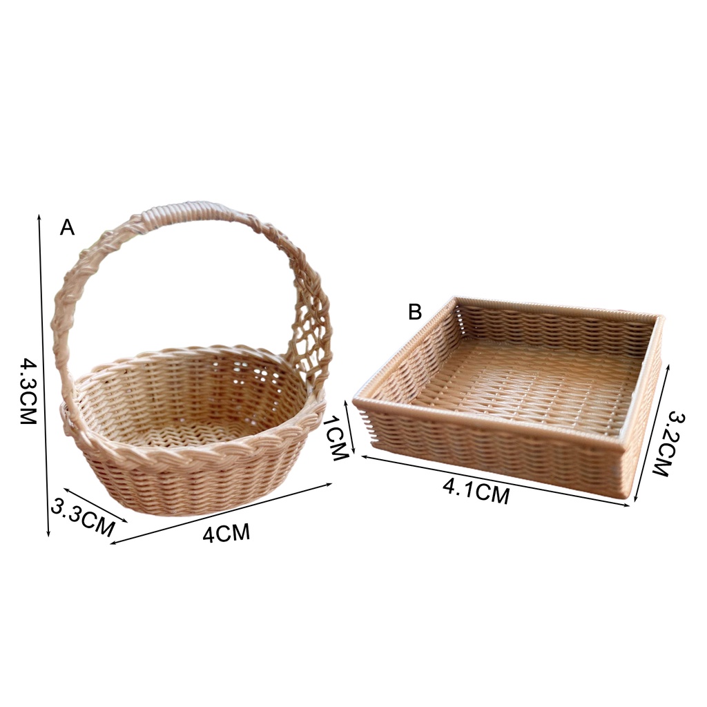 Wis| Giỏ Nhựa Mini Trang Trí Nhà Búp Bê Xinh Xắn