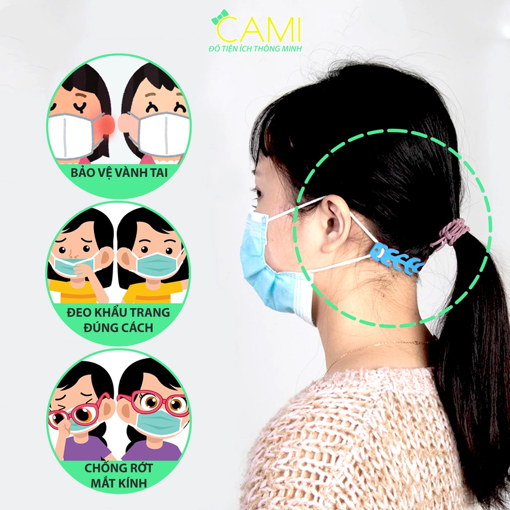 Dây đeo khẩu trang bảo vệ vành tai, chống rớt kính chất liệu TPR 8 nấc điều chỉnh chiều dài_Cami_CMPK187