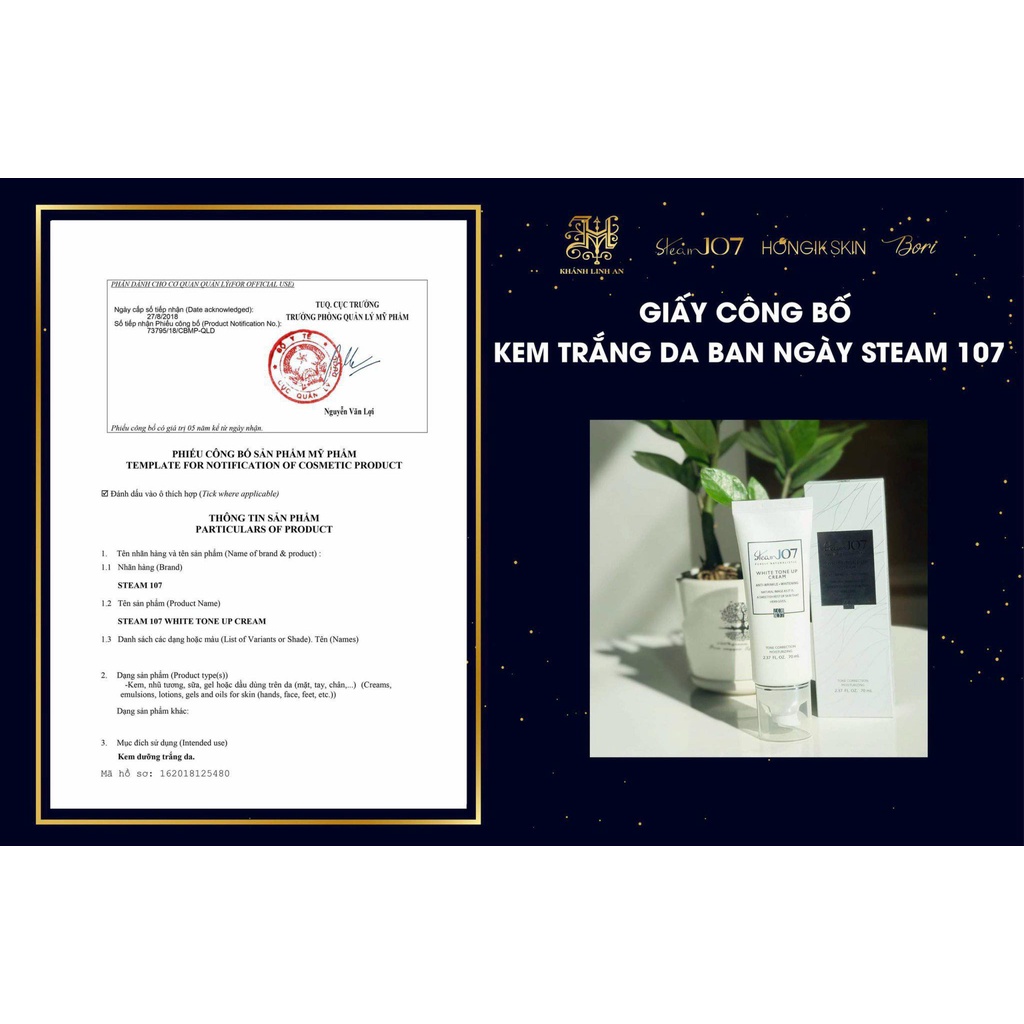 Kem nâng tone trắng da 3 in 1 CAO CẤP STEAM J07 Pure Naturalistic WHITE TONE UP CREAM hàng chính hãng