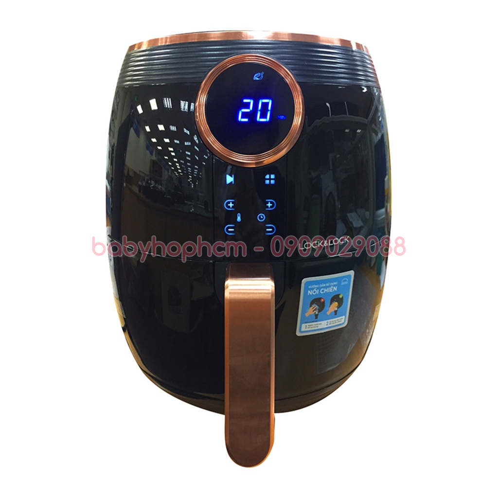 [BH 12 Tháng] Nồi Chiên Không Dầu Lock&amp;Lock Digital Eco Fryer EJF376BLK (4L) - Màu Đen