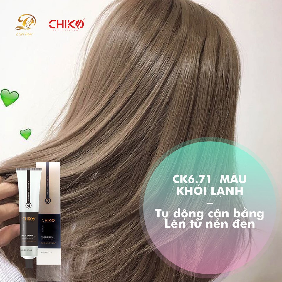 [Không Tẩy] NÂU KHÓI LẠNH-Thuốc nhuộm tóc chính hãng CHIKO CK671 tặng kèm TRỢ NHUỘM+HẤP PHỤC HỒI | BigBuy360 - bigbuy360.vn