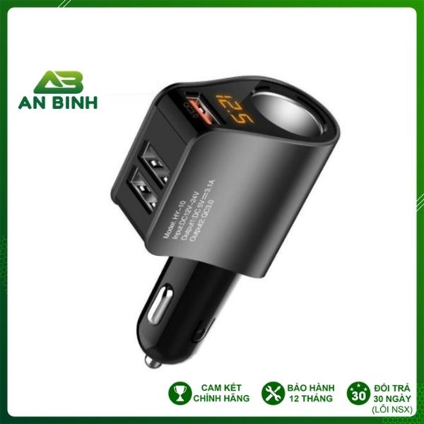 Tẩu Sạc Ô tô, Xe Hơi Hyundai 1 Tẩu Tròn (3 cổng USB) - Có Đèn Led Báo Điện Áp