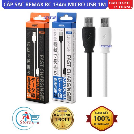 Cáp Sạc Nhanh Remax RC 134m Micro USB 1m Chính Hãng - BH 12 Tháng - Cáp Android