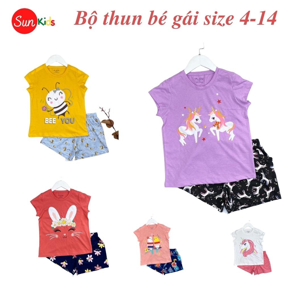 Đồ bộ thun bé gái, đồ bộ trẻ em chất cotton, có nhiều màu, size 7/8-14 tuổi - SUNKIDS1