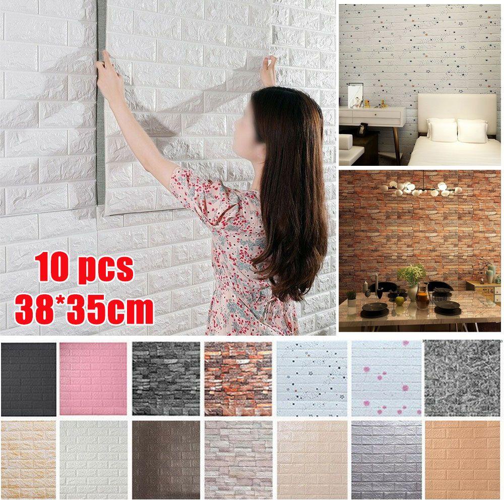 Bộ 10 Miếng Dán Tường Bằng Xốp 3D Chống Nước Trang Trí Phòng Khách / Phòng Ngủ / Phông Nền TV