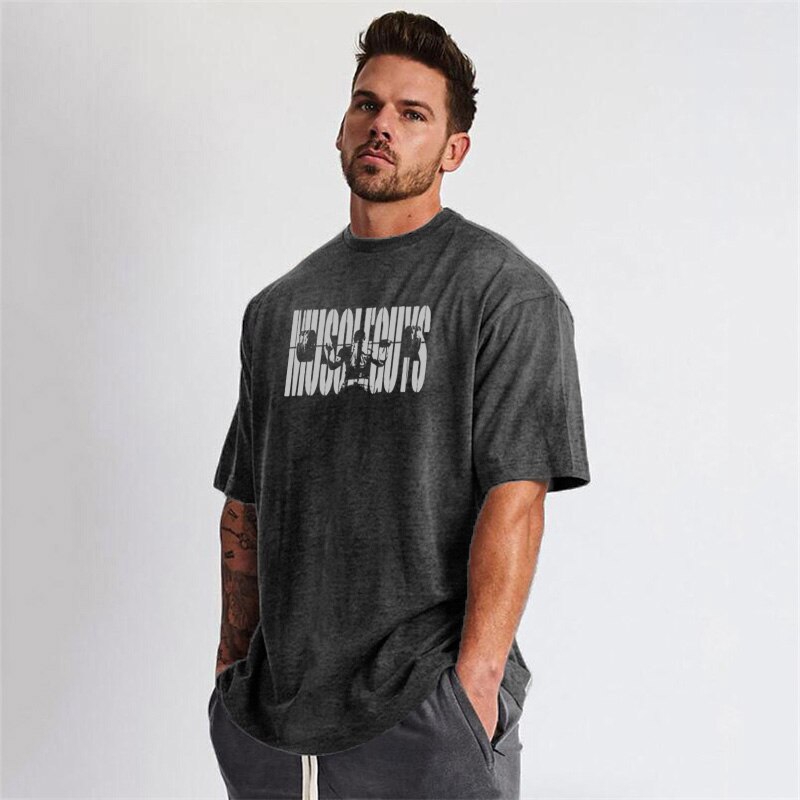 Áo thun cotton tay ngắn tập gym thời trang mùa hè cho nam giới 2021