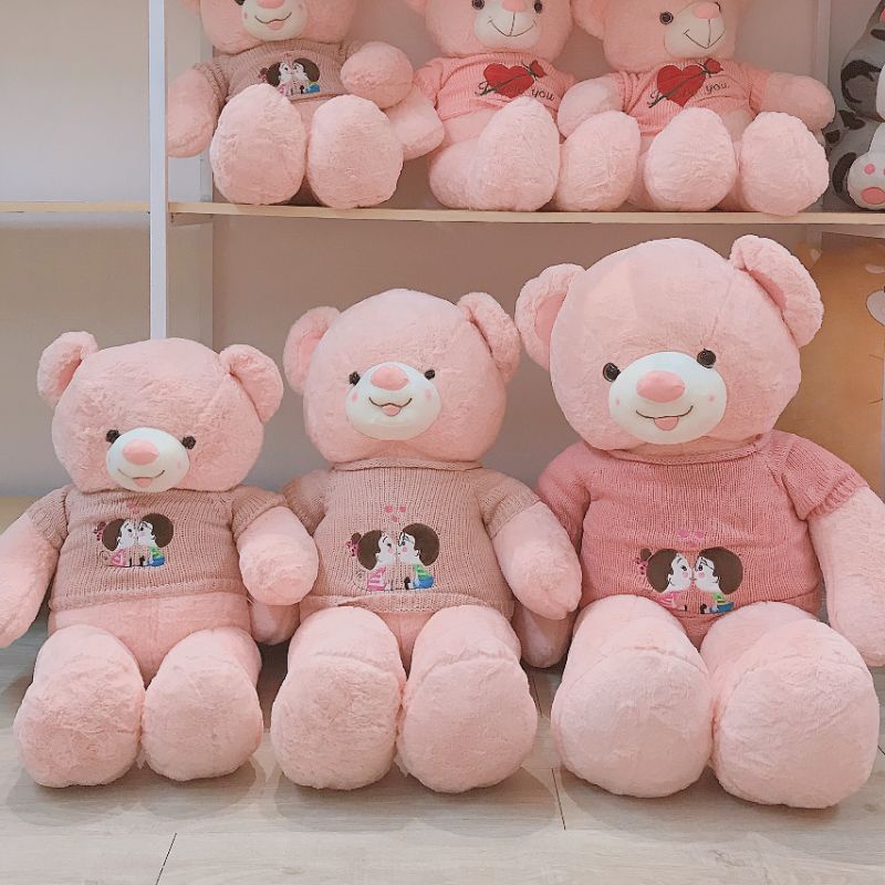 Gấu bông ❤️ Teddy mặt cười áo len ❤️ nam nữ kiss hàng nhập chính hãng cao cấp FREESHIP FREE GÓI QUÀ