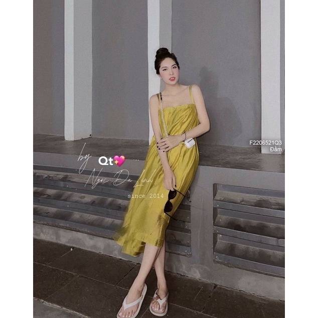 Đầm maxi đũi tơ dáng suông 2 dây đôi hàng QC!