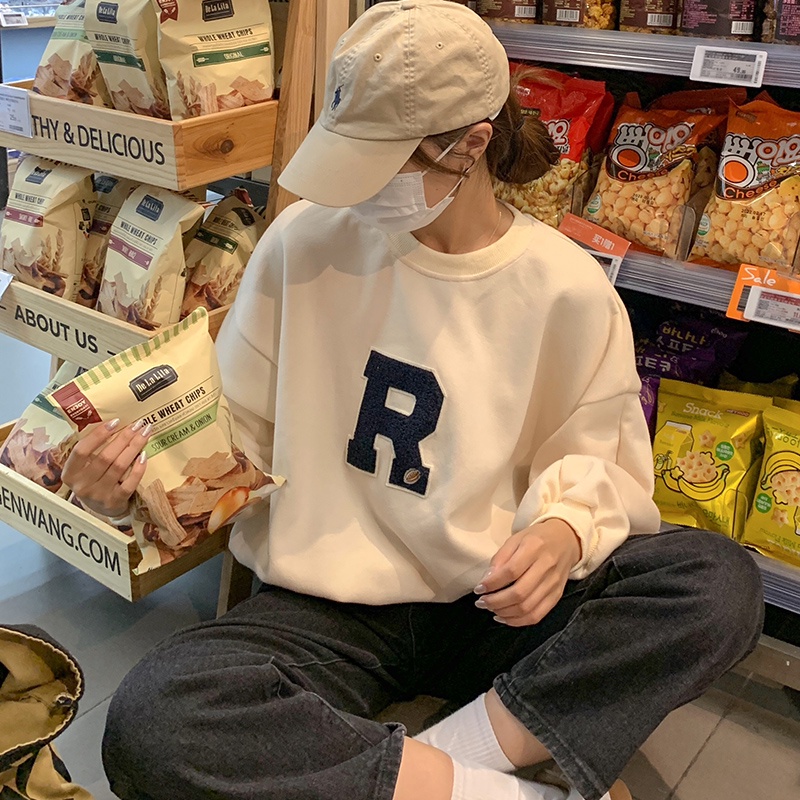 Áo Nỉ Nữ Dài Tay Cổ Tròn Thời Trang Hàn