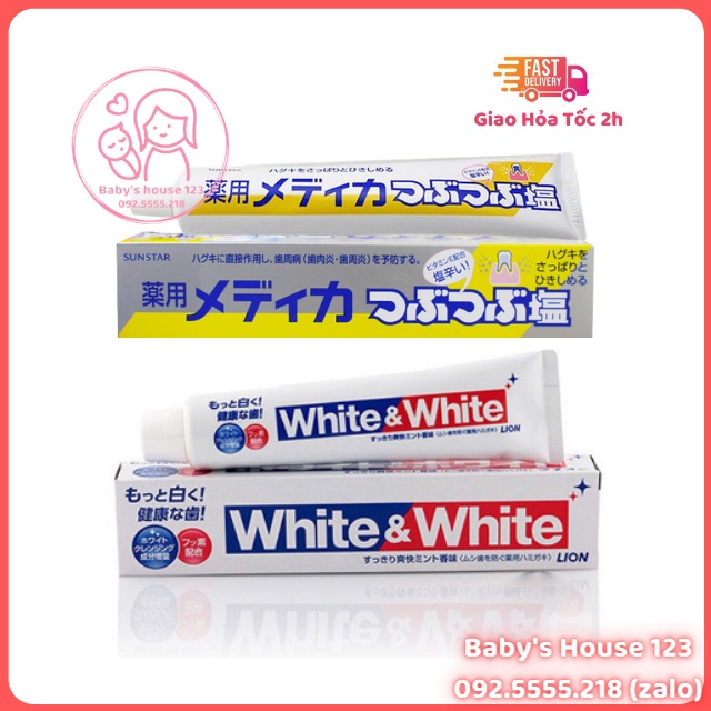 KEM ĐÁNH RĂNG MUỐI SUNSTAR VÀ KEM ĐÁNH RĂNG WHITE AND WHITE NỘI ĐỊA NHẬT