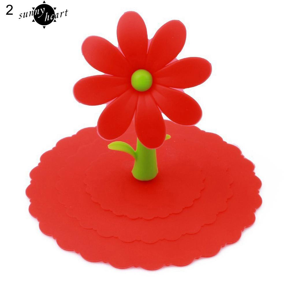 Nắp Silicon Đậy Ly Nước Hình Bông Hoa Xinh Xắn